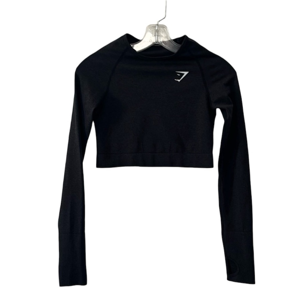 Gymshark Black Long Sleeve Crop Top With Thumbholes